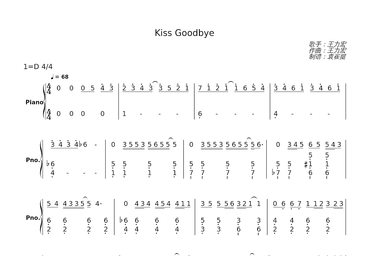 Kiss Goodbye简谱预览图