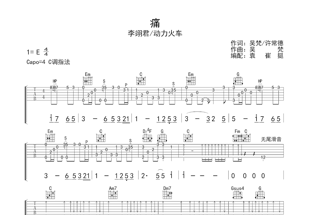 痛吉他谱预览图