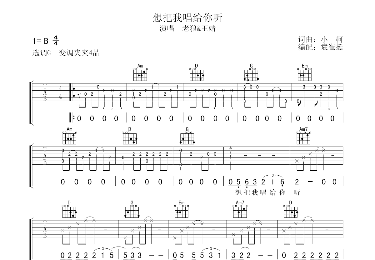 想把我唱给你听吉他谱预览图