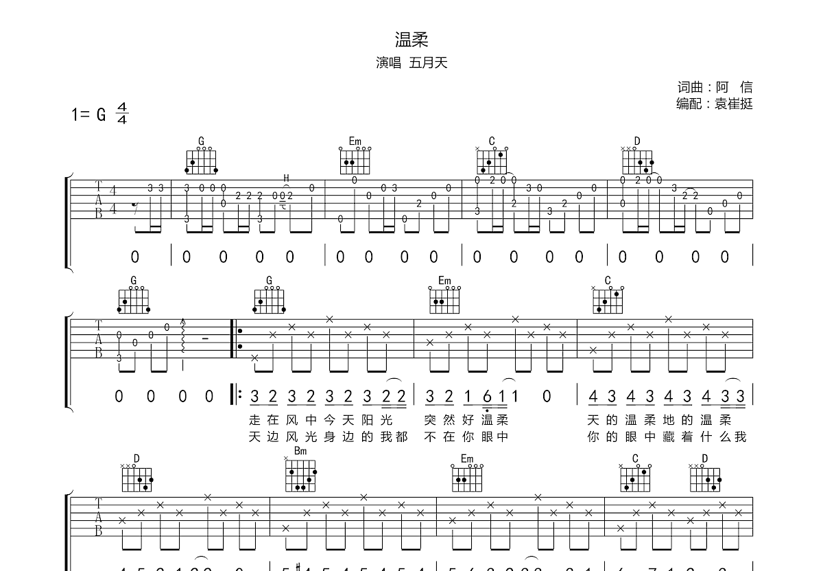 温柔吉他谱预览图