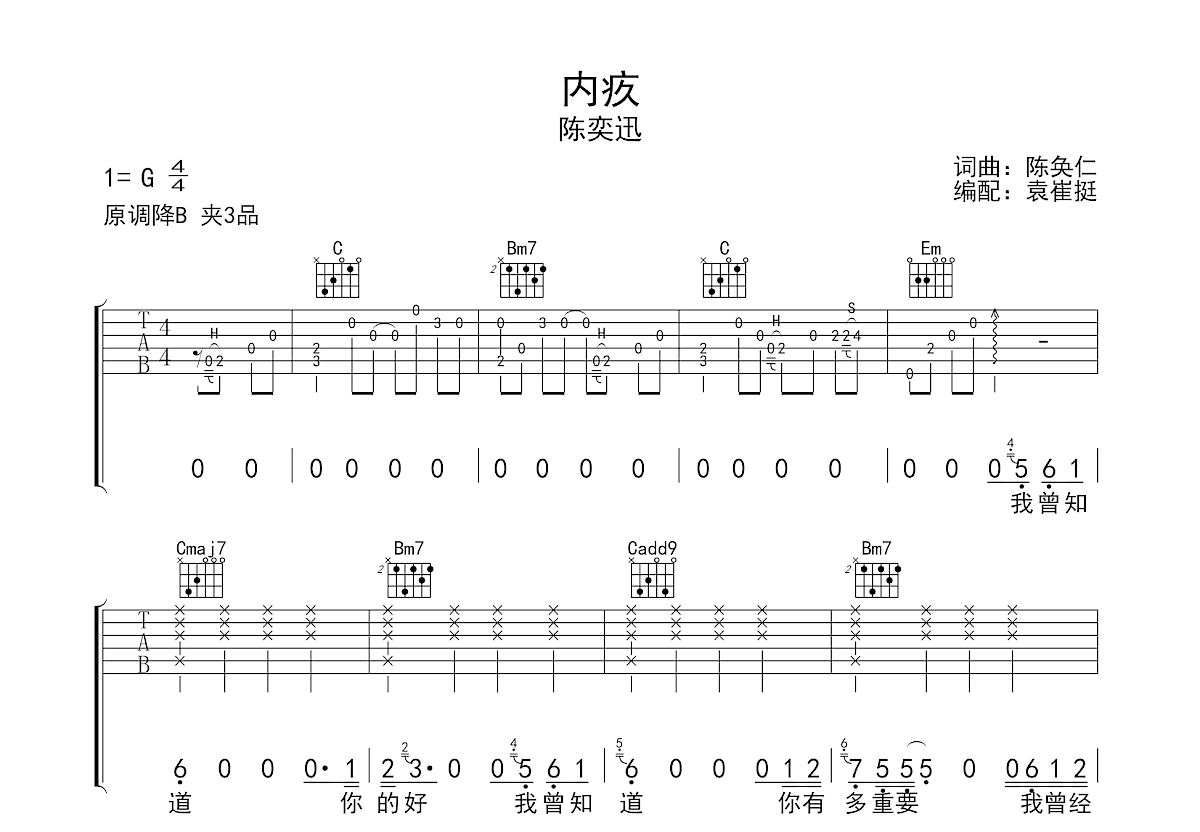 内疚吉他谱预览图