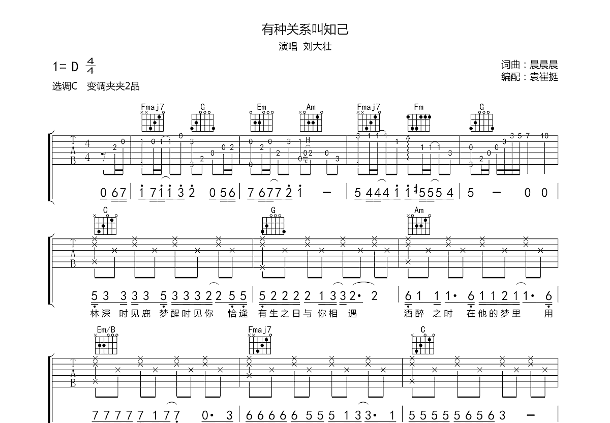 有种关系叫知己吉他谱预览图