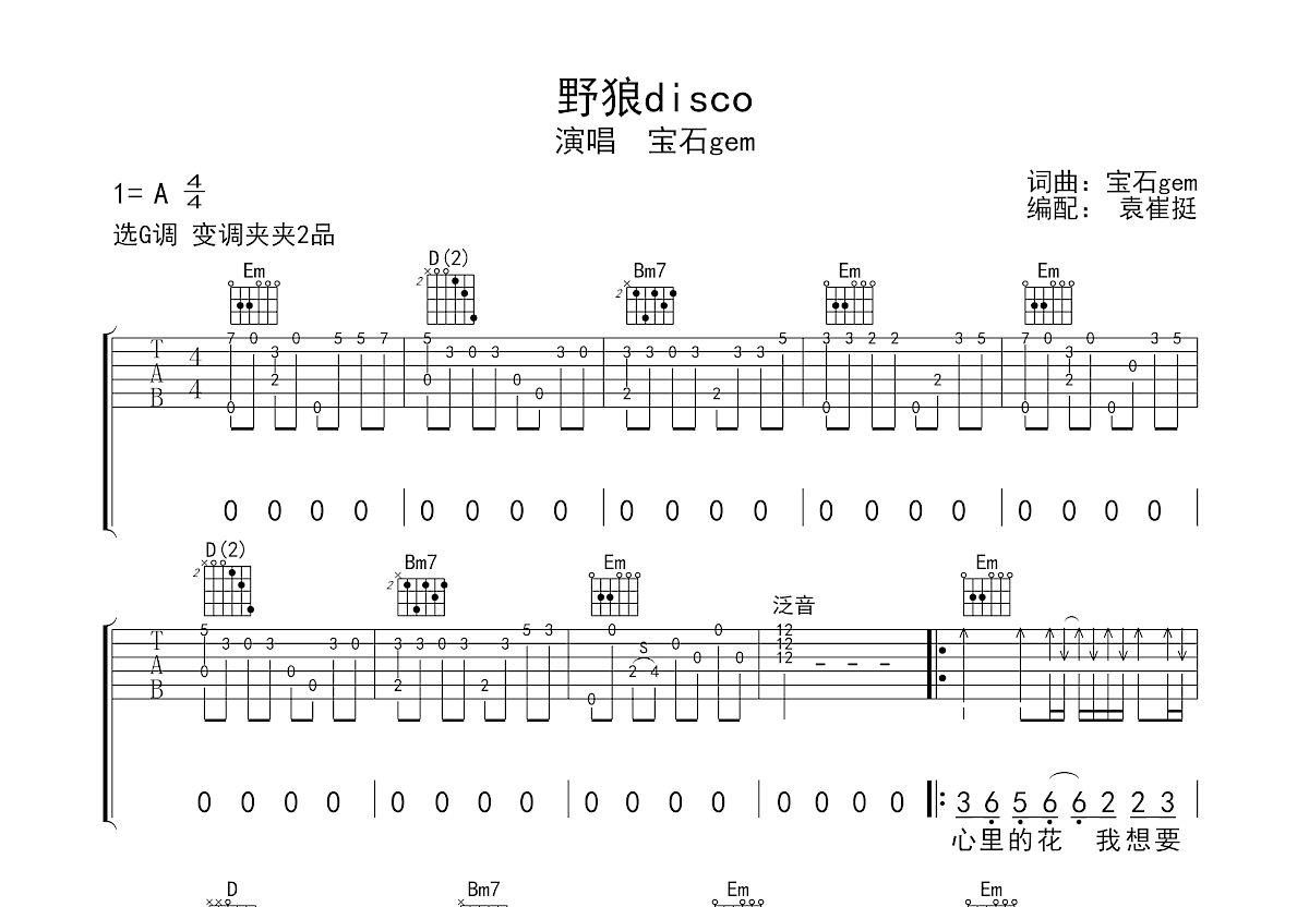 野狼disco吉他谱预览图