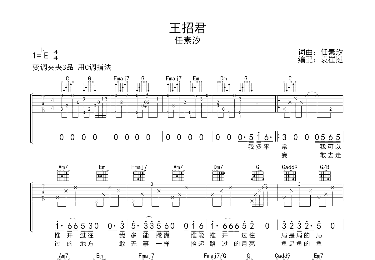 王招君吉他谱预览图