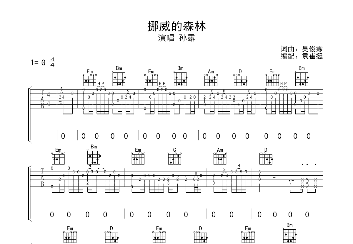 挪威的森林吉他谱预览图