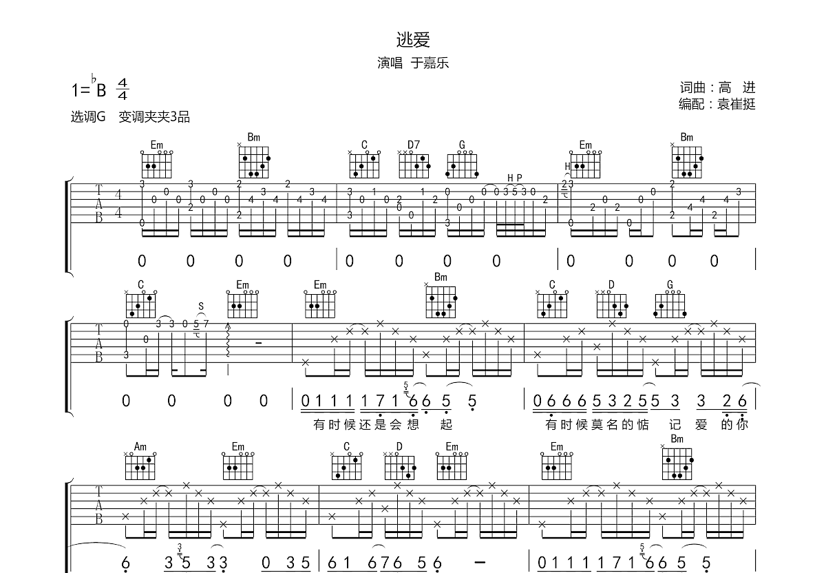 逃爱吉他谱预览图