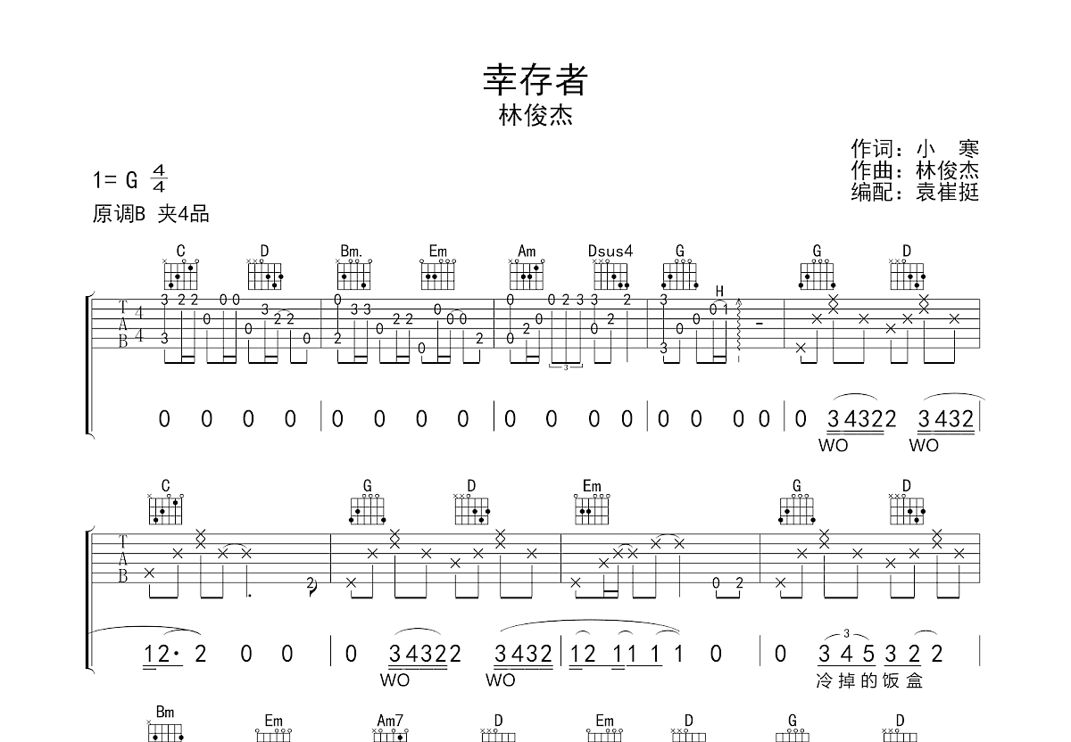 幸存者吉他谱预览图