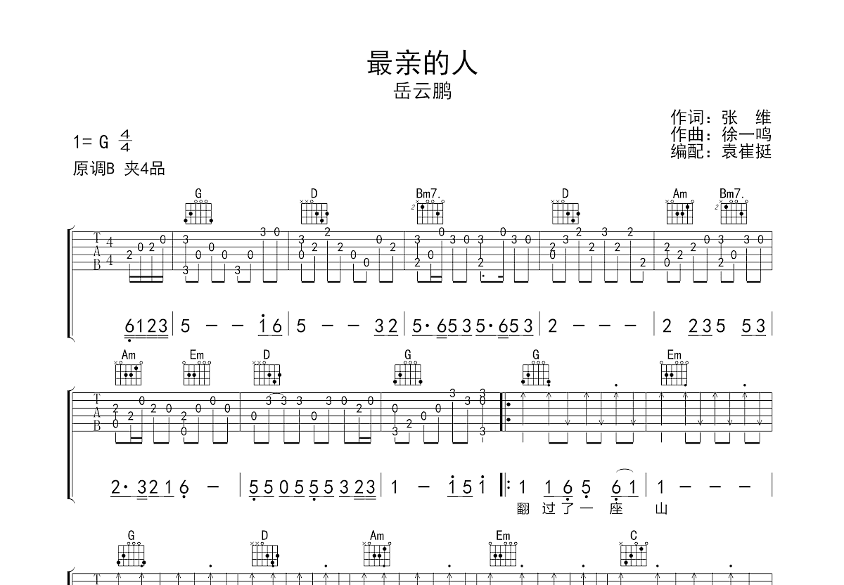 最亲的人吉他谱预览图