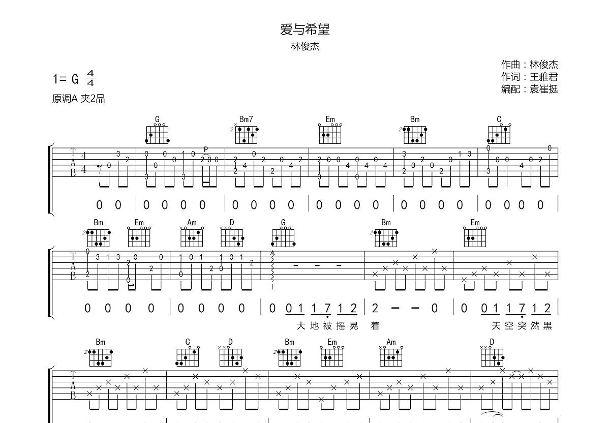 爱与希望吉他谱预览图