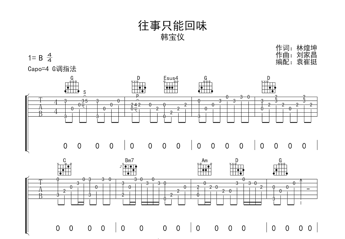 往事只能回味吉他谱预览图