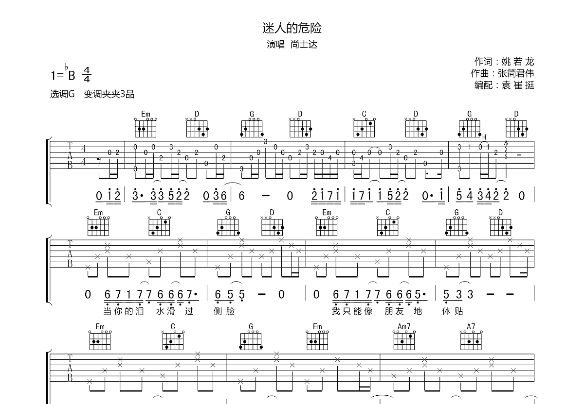 迷人的危险吉他谱预览图