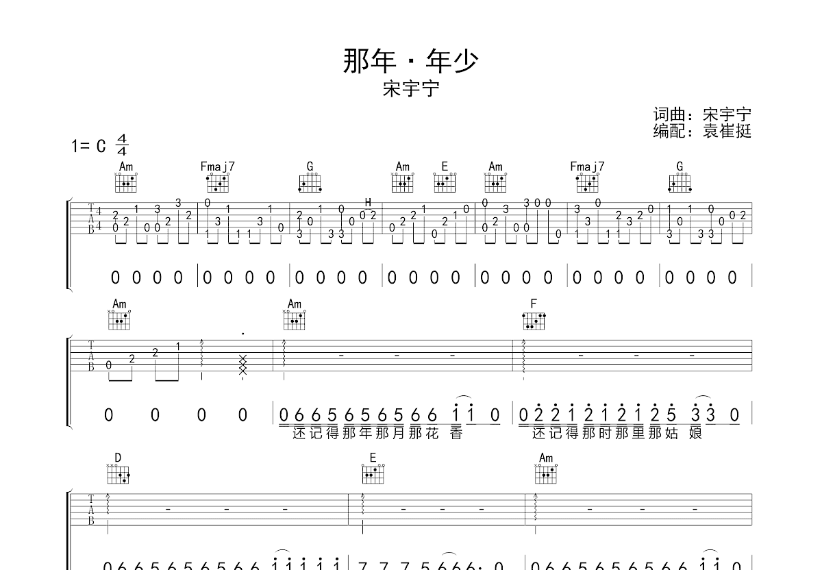 那年年少吉他谱预览图