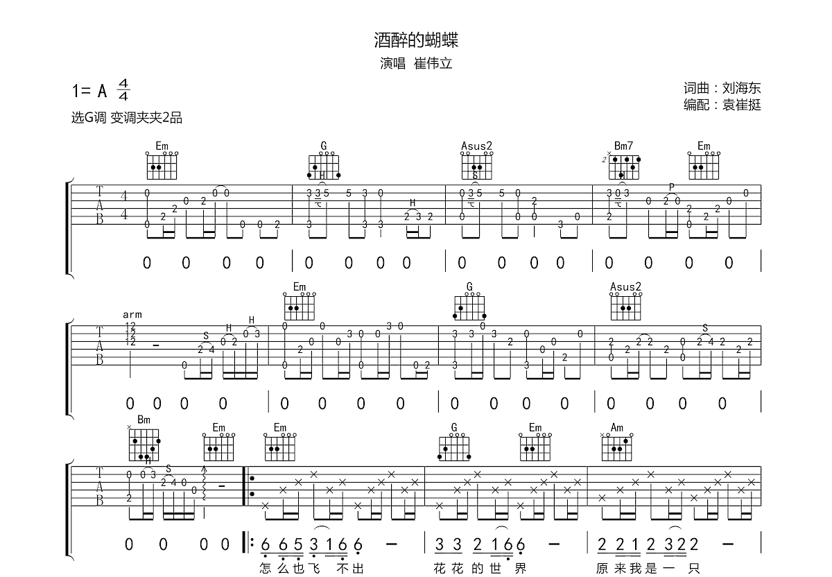 酒醉的蝴蝶吉他谱预览图