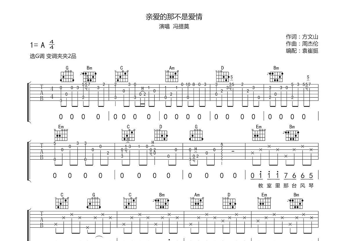 亲爱的那不是爱情吉他谱预览图