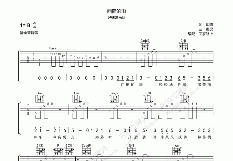西窗的雨吉他谱预览图