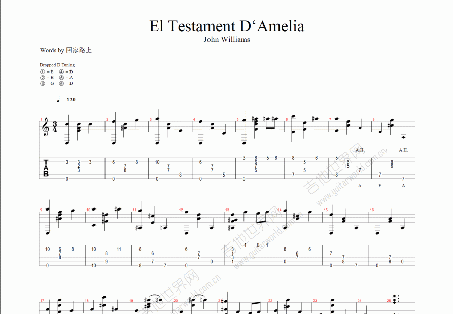 el testament d'amelia吉他谱预览图