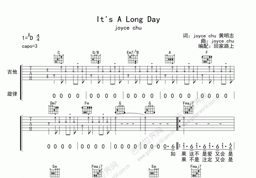 It's A Long Day吉他谱预览图