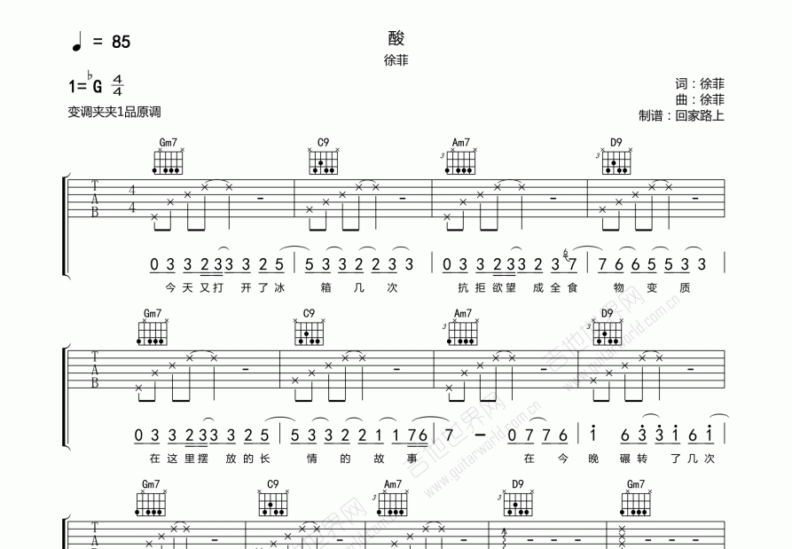 酸吉他谱预览图