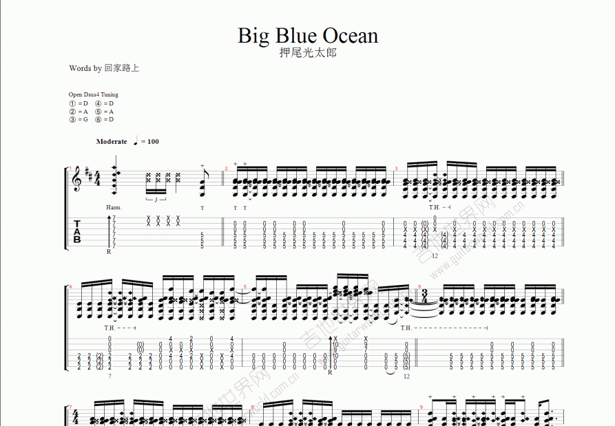 Big blue ocean吉他谱预览图