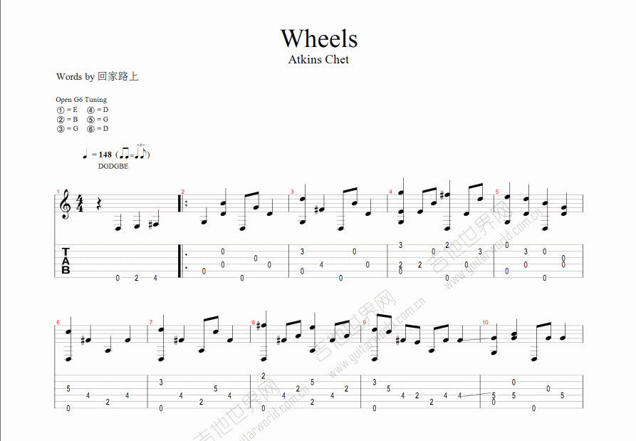 wheels吉他谱预览图