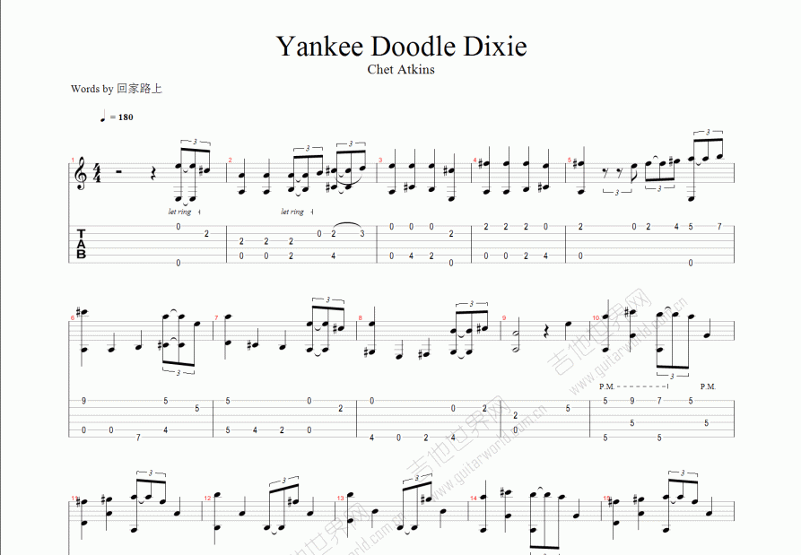 yankee doodle dixie吉他谱预览图