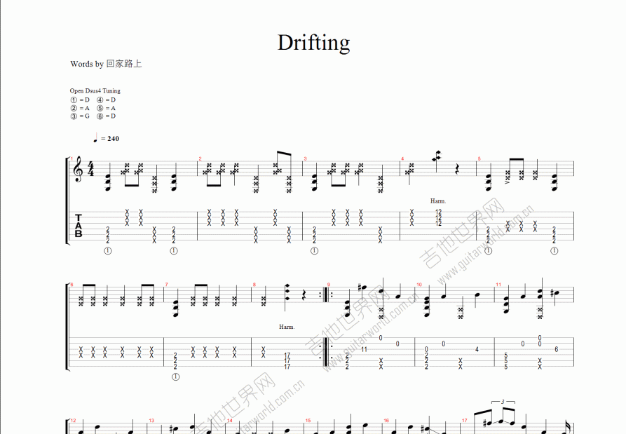 Drifting吉他谱预览图