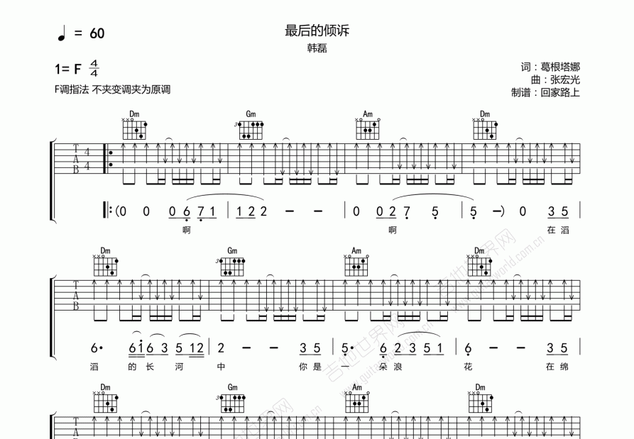 最后的倾诉吉他谱预览图