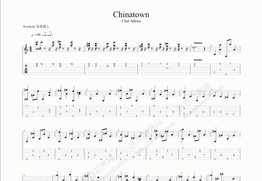 chinatown吉他谱预览图