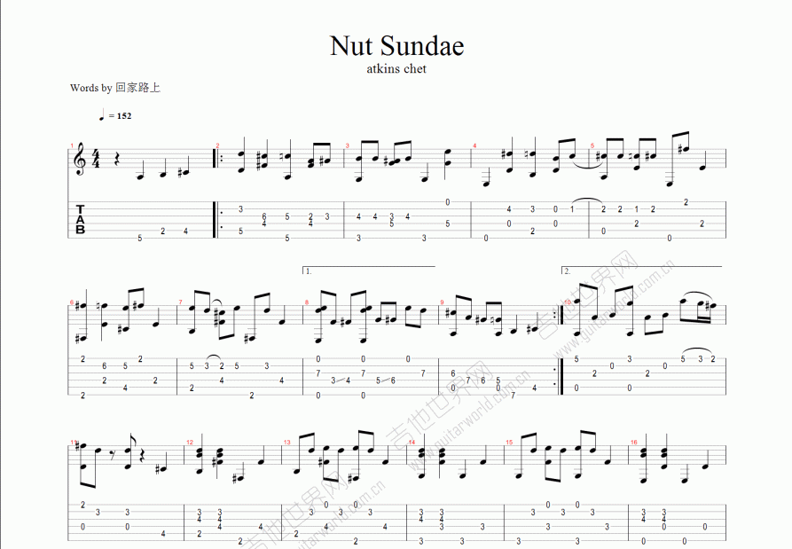 nut sundae吉他谱预览图