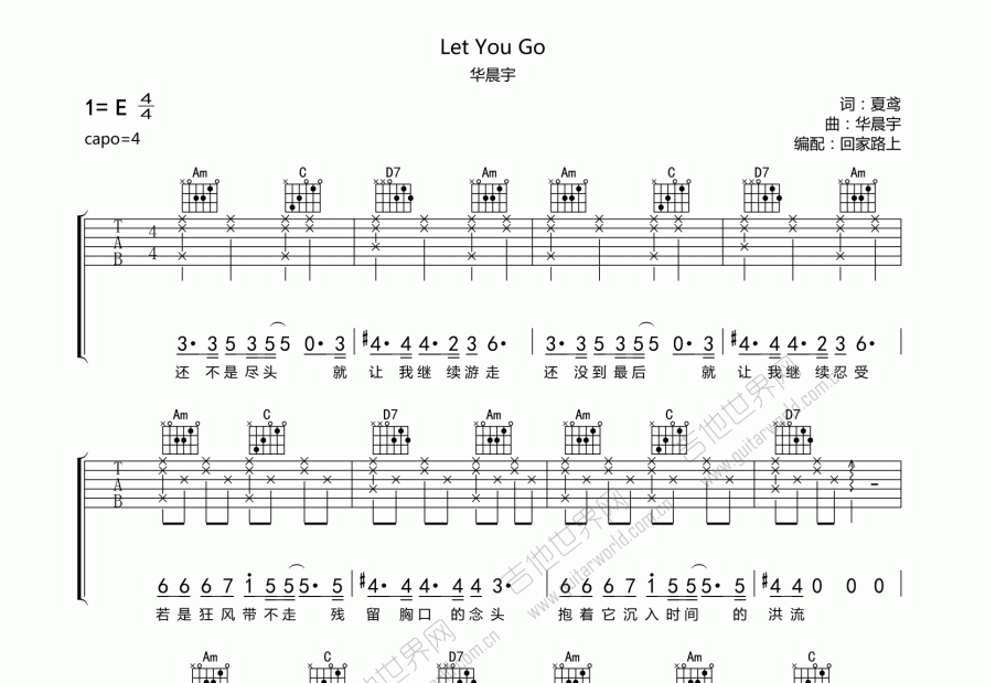 Let You Go吉他谱预览图
