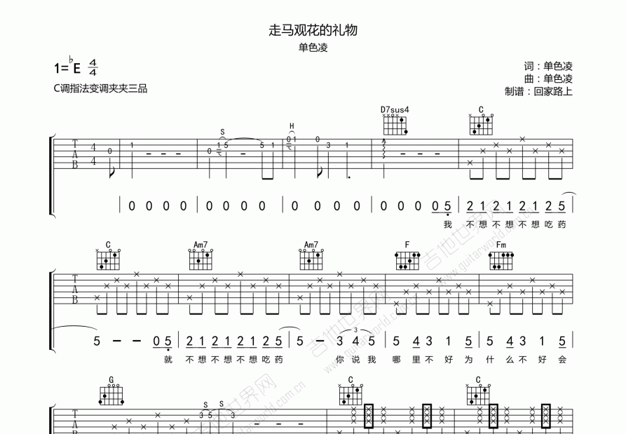 走马观花的礼物吉他谱预览图