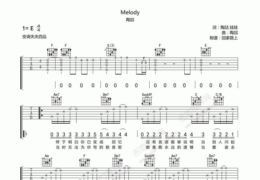 Melody吉他谱预览图