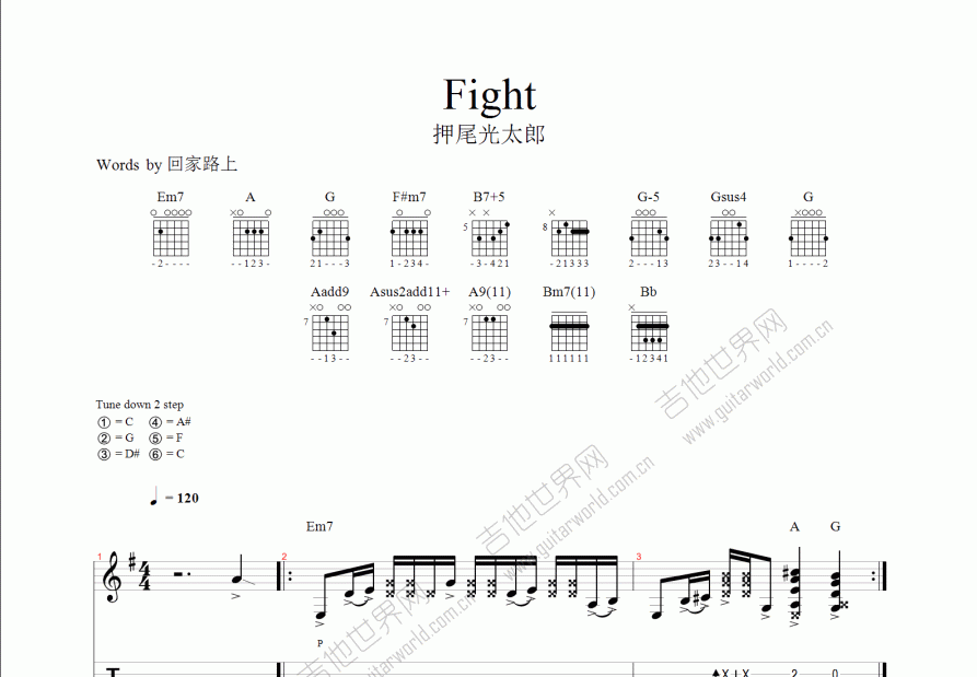 Fight吉他谱预览图