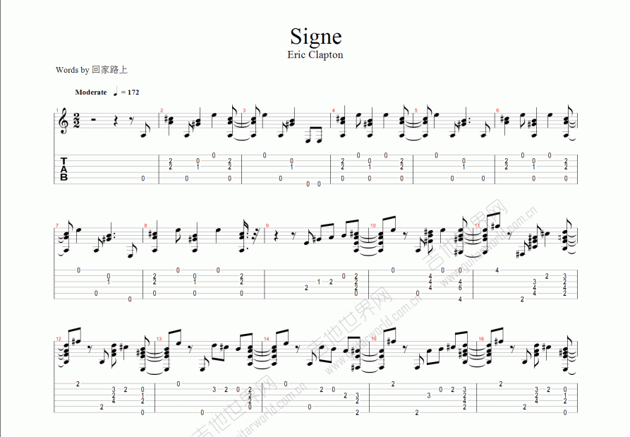 signe吉他谱预览图