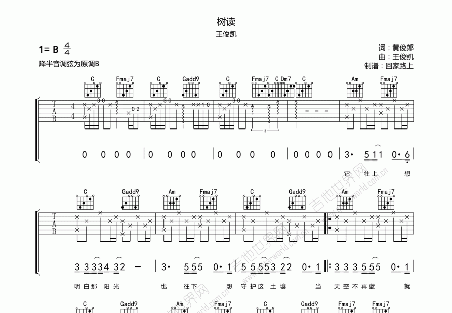 树读吉他谱预览图