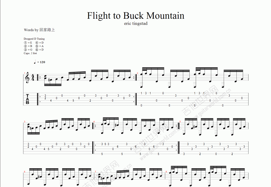 flight to buck mountain吉他谱预览图