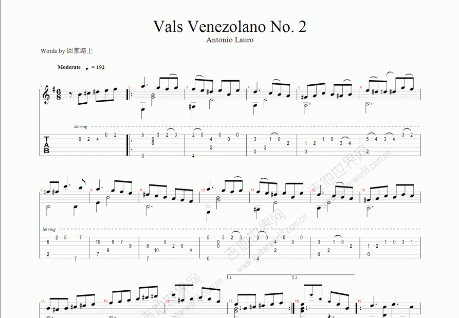 vals venezolano no. 2吉他谱预览图