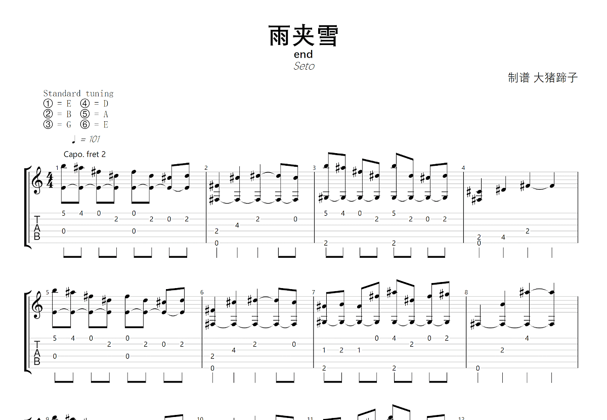 雨夹雪吉他谱预览图