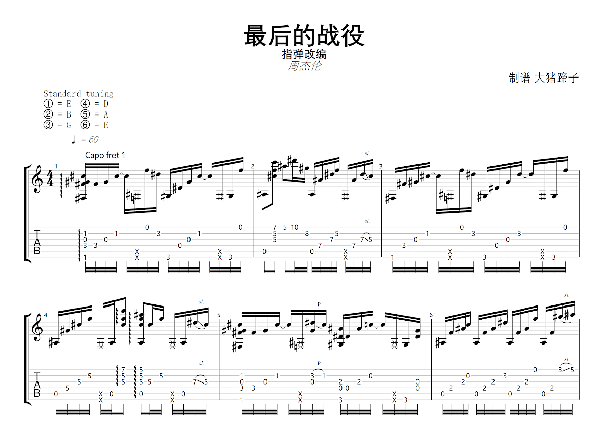 最后的战役吉他谱预览图