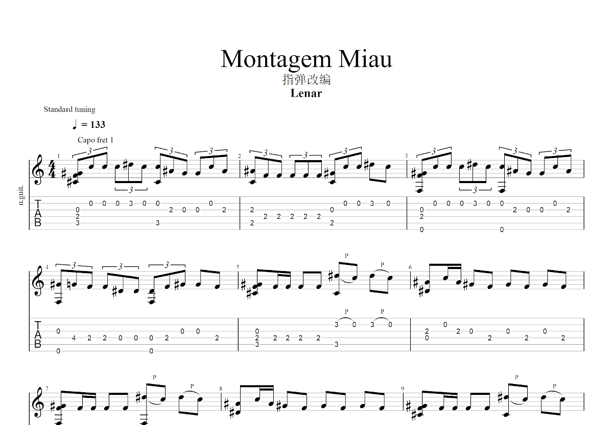 Montagem Miau吉他谱预览图
