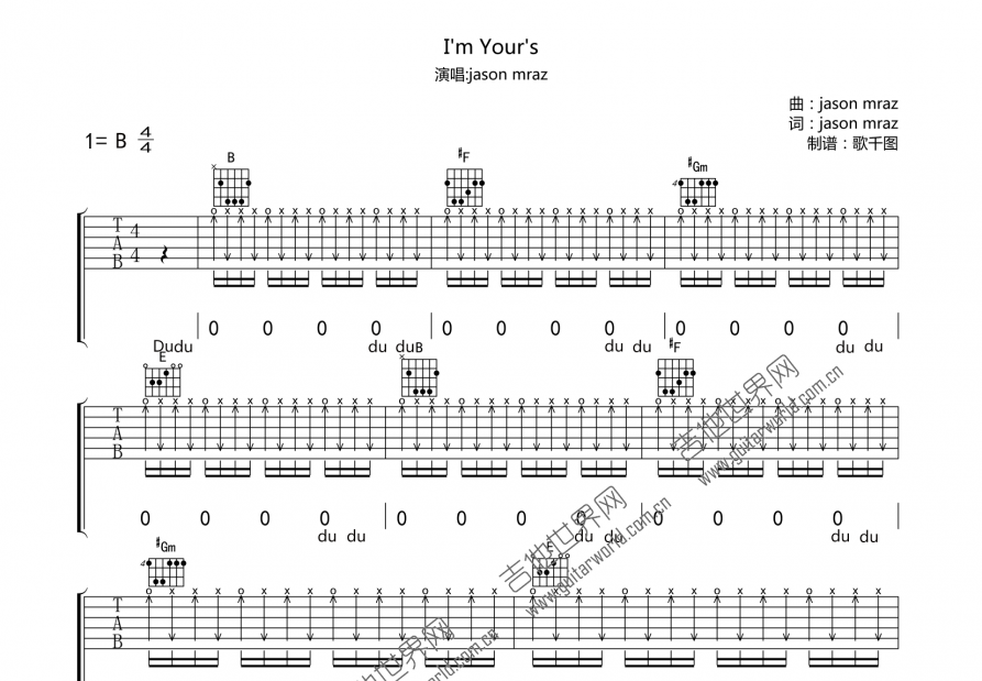 I'm your's吉他谱预览图