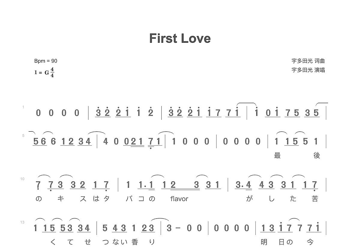 first love简谱预览图
