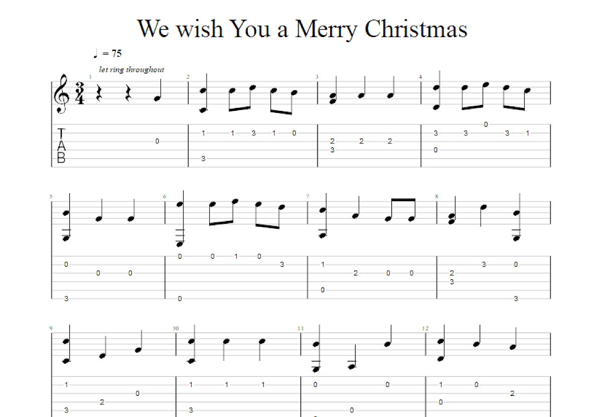 We wish You a Merry Christmas吉他谱_Eithne_C调指弹