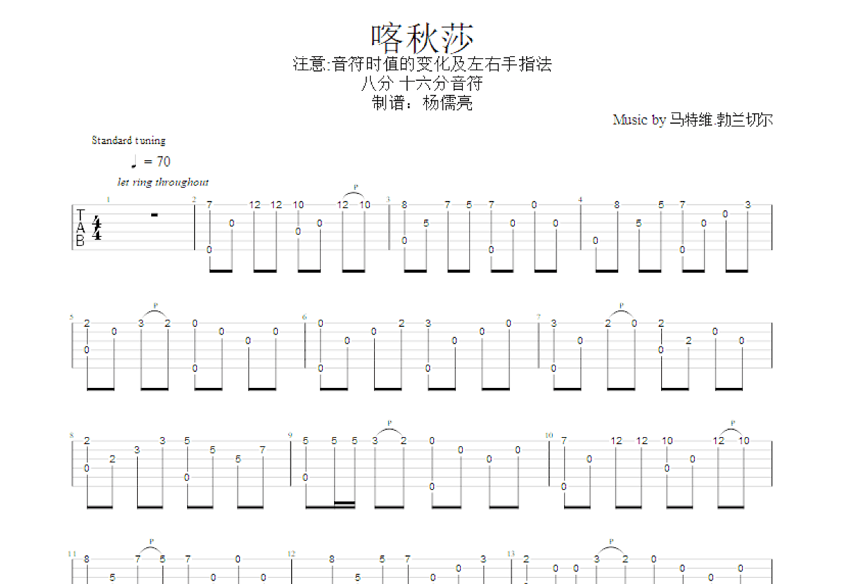 喀秋莎吉他谱预览图