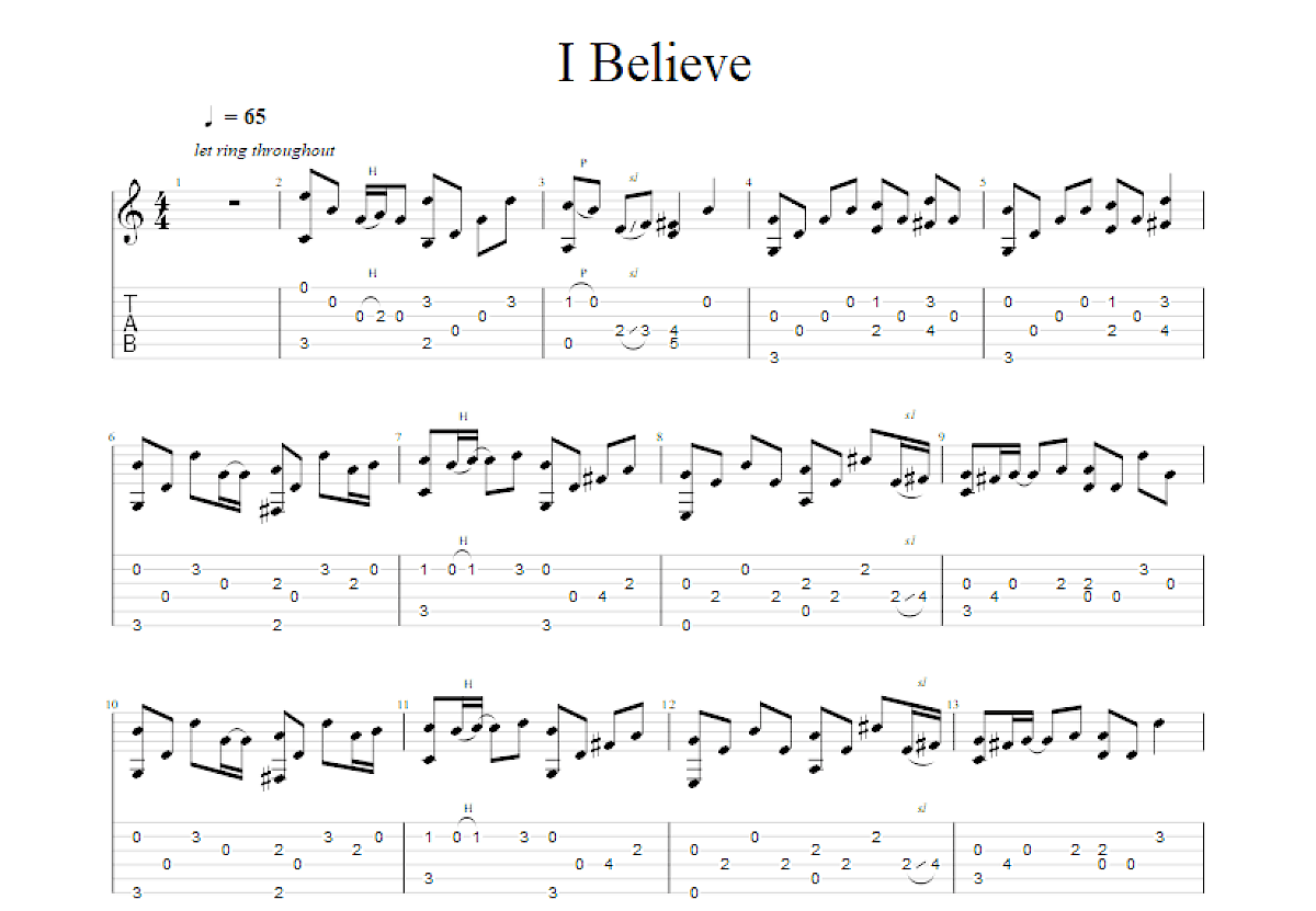 I Believe吉他谱_陶喆_G调指弹