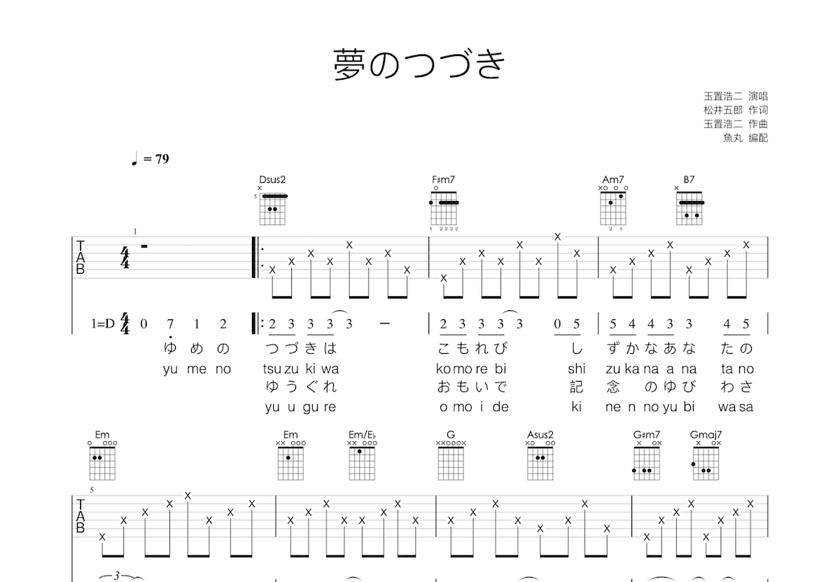 夢のつづき吉他谱预览图