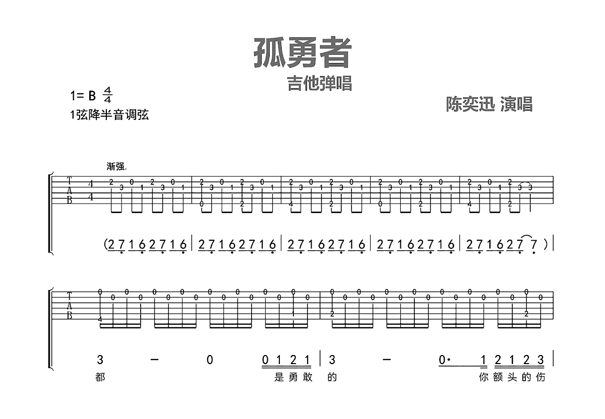 孤勇者吉他谱预览图