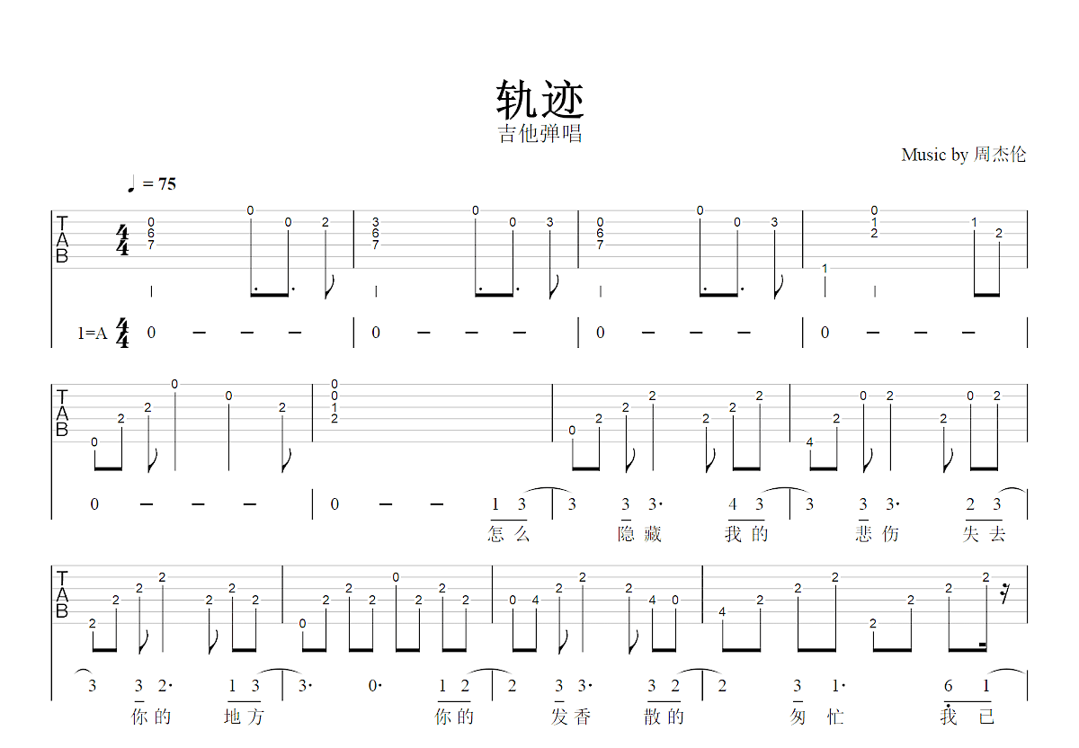 轨迹吉他谱预览图