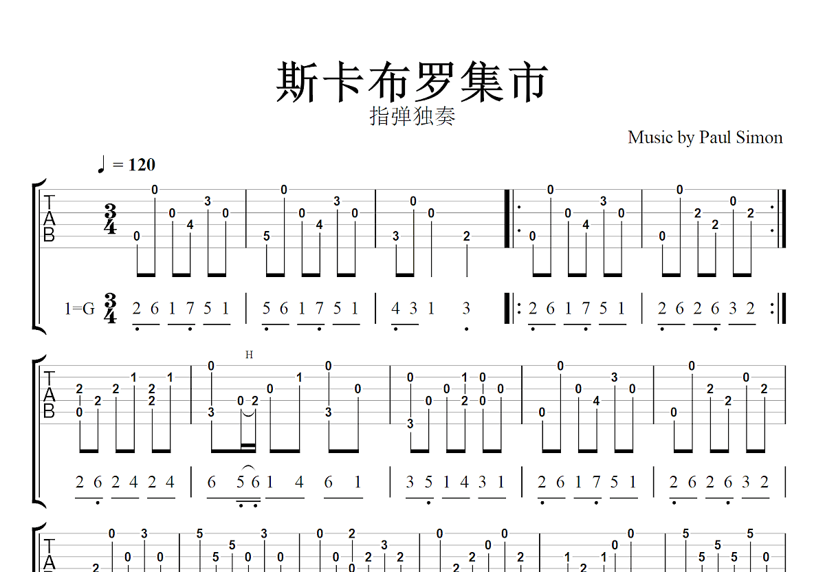 斯卡布罗集市吉他谱预览图