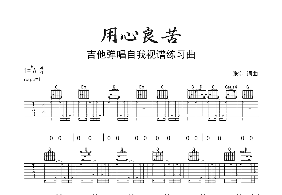 用心良苦吉他谱预览图